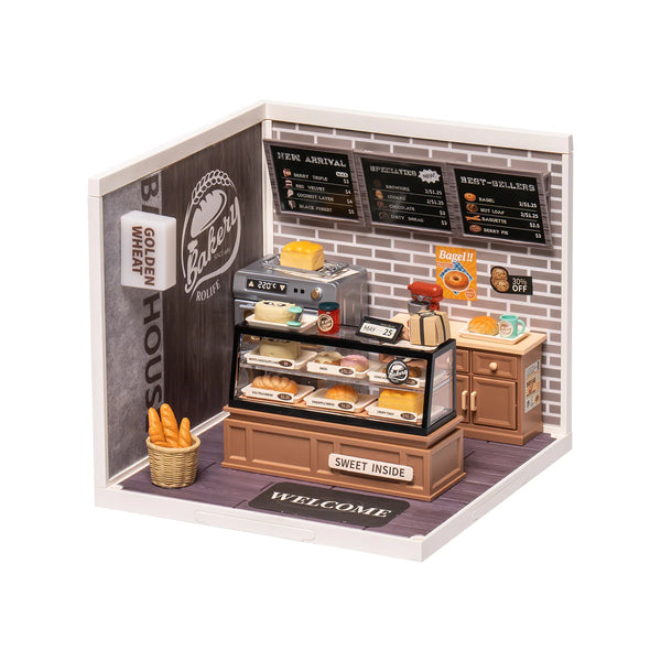 Robotime Rolife Super Creator Golden Wheat Bakery Plastic Miniature House kit DW005