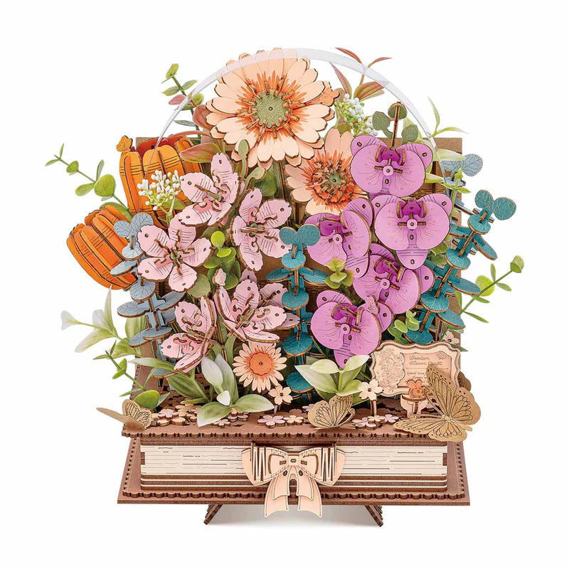Robotime Rowood Wooden Blooming Book DIY Flower Bouquet 3D Puzzle TW04H (Pre-Order)