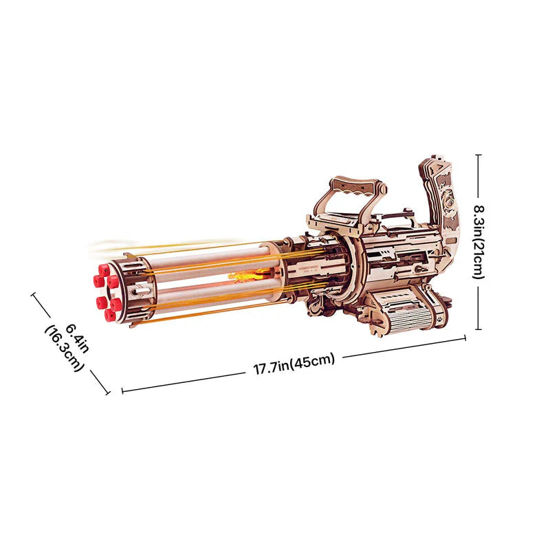 Robotime ROKR Rotating-Barrel Machine Gun 3D Wooden Puzzle LQA01 (Pre-Order)