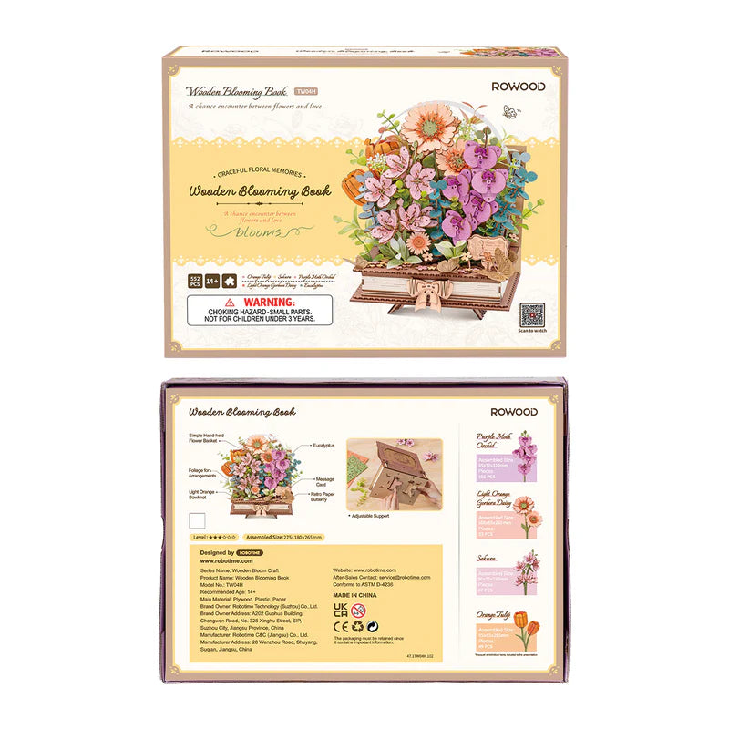 Robotime Rowood Wooden Blooming Book DIY Flower Bouquet 3D Puzzle TW04H (Pre-Order)