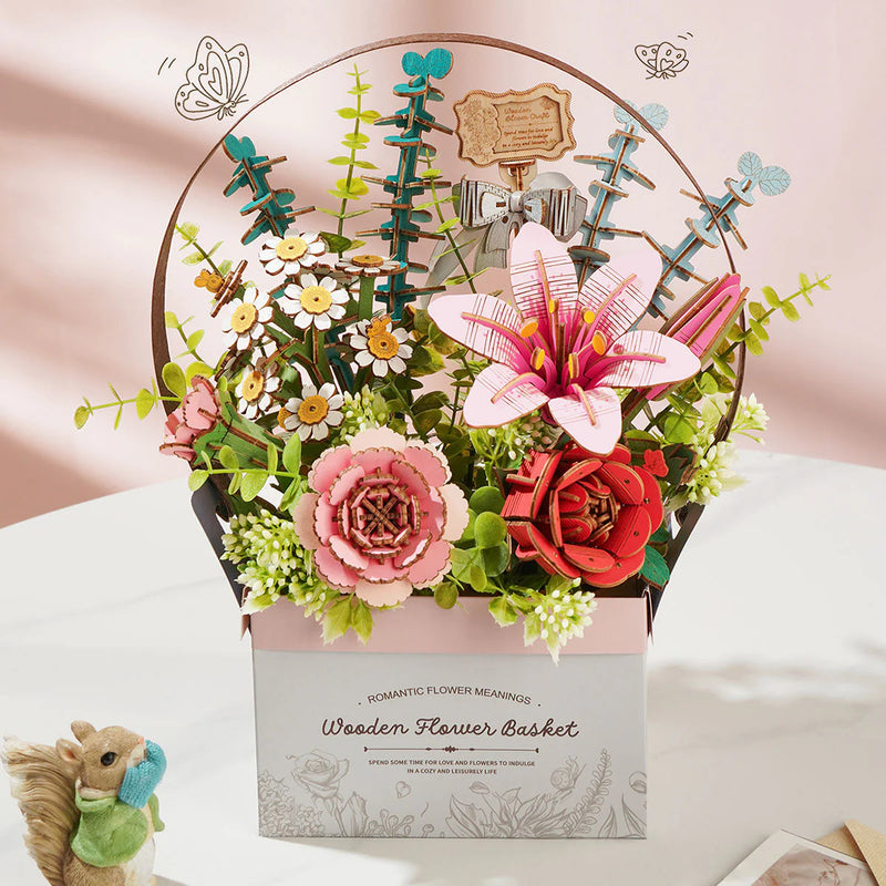 Robotime Rowood Wooden Flower Basket DIY 3D Puzzle TW03H