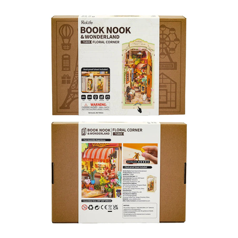 Robotime Rolife Floral Corner DIY Book Nook Shelf Insert Kit TGB09