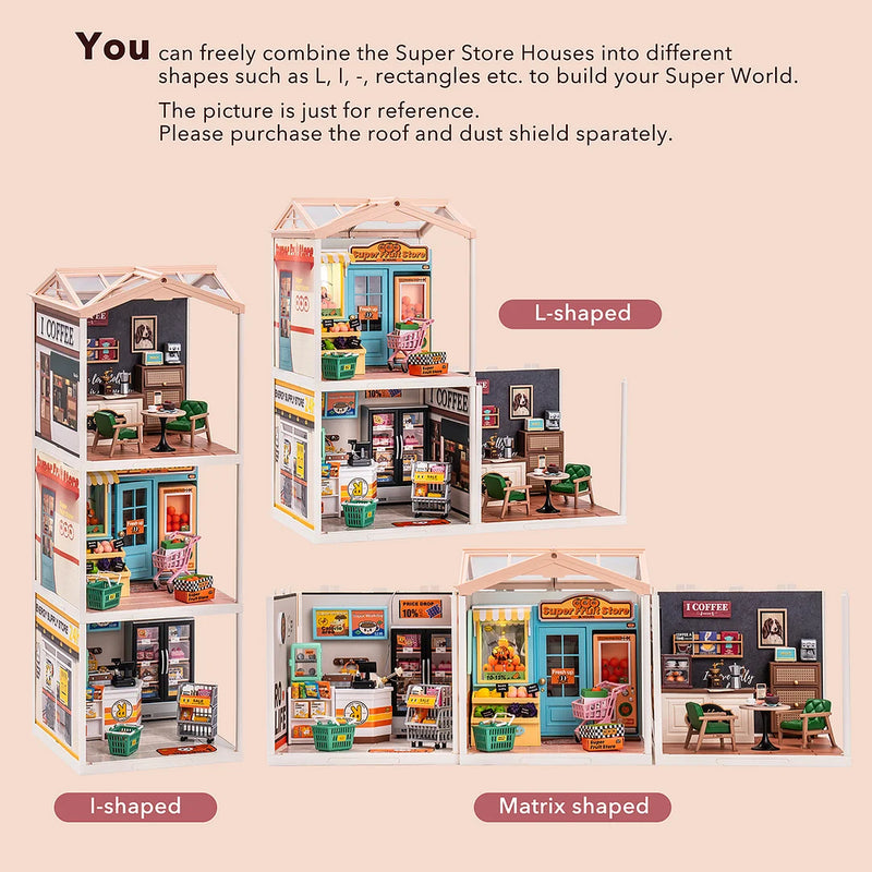 Robotime Rolife Super Creator Breezy Time Cafe Plastic DIY Miniature House Kit DW001B