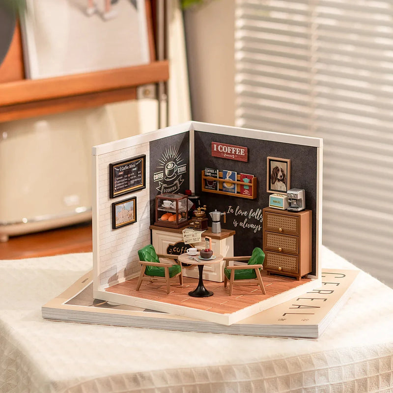 Robotime Rolife Super Creator Breezy Time Cafe Plastic DIY Miniature House Kit DW001B
