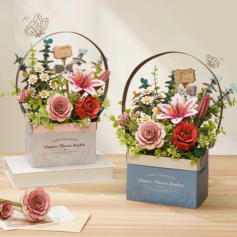Robotime Rowood Wooden Flower Basket DIY 3D Puzzle TW03H