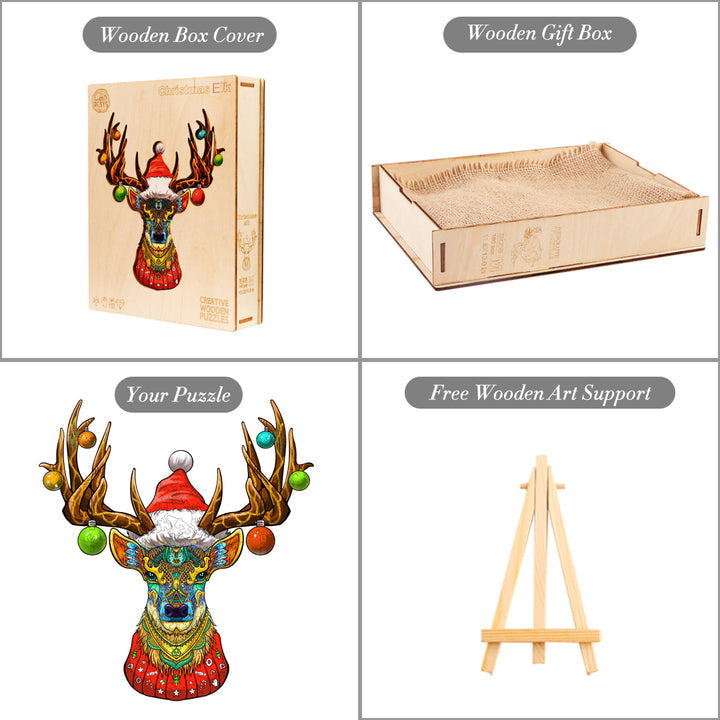 Woodbests - Christmas Elk Wooden Jigsaw Puzzle (160-200pcs)