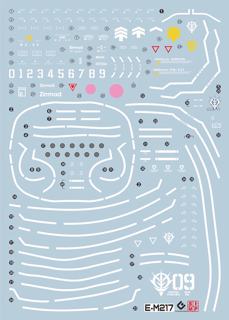 GUNDAM DECAL 217 MG 1/100 DOM