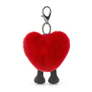 JELLYCAT AMUSEABLE HEART BAG CHARM RED & BLACK 16X9X3 CM