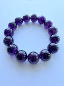 Natural Amethyst Round Bead Bracelet – 15mm