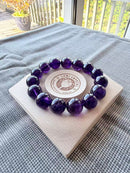 Natural Amethyst Round Bead Bracelet – 15mm