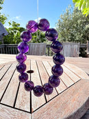 Natural Amethyst Round Bead Bracelet – 15mm