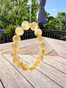 Natural Gold Rutilated Quartz Round Bead Bracelet – 13mm
