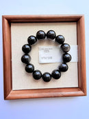 Natural Silver Obsidian Round Bead Bracelet – 19mm