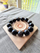 Natural Silver Obsidian Round Bead Bracelet – 19mm