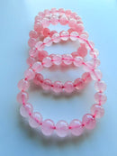 Natural Rose Quartz Round Bead Bracelet – 10mm / 12mm