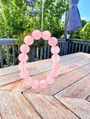 Natural Rose Quartz Round Bead Bracelet – 10mm / 12mm