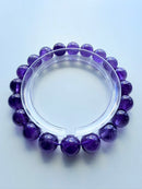 Natural Amethyst Round Bead Bracelet – 9mm