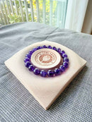 Natural Amethyst Round Bead Bracelet – 9mm