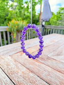 Natural Amethyst Round Bead Bracelet – 9mm