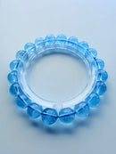 Natural Blue Topaz Round Bead Bracelet – 8mm / 9mm