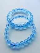 Natural Blue Topaz Round Bead Bracelet – 8mm / 9mm