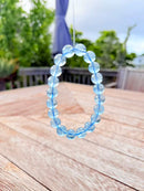 Natural Blue Topaz Round Bead Bracelet – 8mm / 9mm