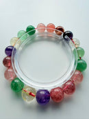 Natural Multi-Color Quartz Round Bead Bracelet – 10mm