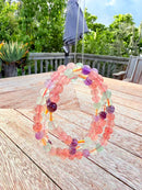 Natural Multi-Color Quartz 3-Loop Round Bead Bracelet – 6mm
