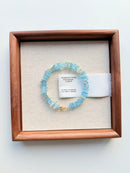 Natural Aquamarine Tumbled Chip Bracelet with Floral Accents