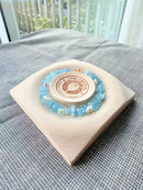 Natural Aquamarine Tumbled Chip Bracelet with Floral Accents