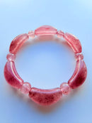 Natural Strawberry Quartz Curved Bead Bracelet