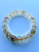 Natural Golden Rutilated Quartz Round Bead Bracelet – 9mm