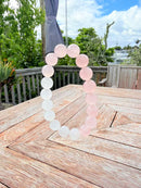Natural White–Pink Gradient Quartz Round Bead Bracelet – 11mm