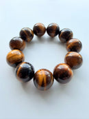 Natural Golden Tiger’s Eye Round Bead Bracelet – 19mm