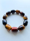 Natural Mixed Tiger’s Eye Barrel Bead Bracelet