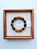 Natural Mixed Tiger’s Eye Barrel Bead Bracelet