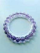 High-Clarity Natural Amethyst Round Bead Bracelet – 8mm