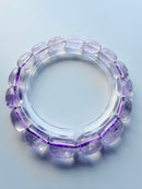 High-Clarity Natural Amethyst Barrel Bead Bracelet