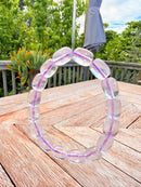 High-Clarity Natural Amethyst Barrel Bead Bracelet