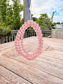 Natural Strawberry Quartz Round Bead 3-Loop Bracelet – 6mm