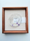 Natural Clear Quartz & Amethyst 3-Loop Round Bead Bracelet – 7mm