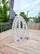 Natural Clear Quartz & Amethyst 3-Loop Round Bead Bracelet – 7mm