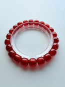 Natural Red Agate Straight-Cut Bead Bracelet – 11mm
