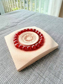 Natural Red Agate Straight-Cut Bead Bracelet – 11mm