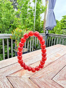 Natural Red Agate Straight-Cut Bead Bracelet – 11mm