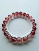 Natural Strawberry Quartz Round Bead Bracelet - 8mm / 9mm