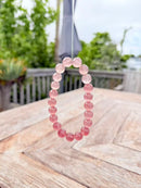 Natural Strawberry Quartz Round Bead Bracelet - 8mm / 9mm