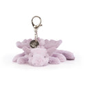 JELLYCAT LAVENDER DRAGON BAG CHARM LAVENDER & GLITTER 12X8X22 CM