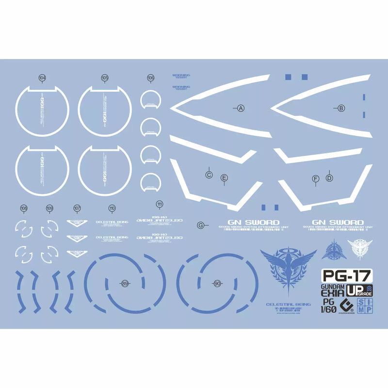 GUNDAM DECAL 17 PG 1/60 EXIA GUNDAM