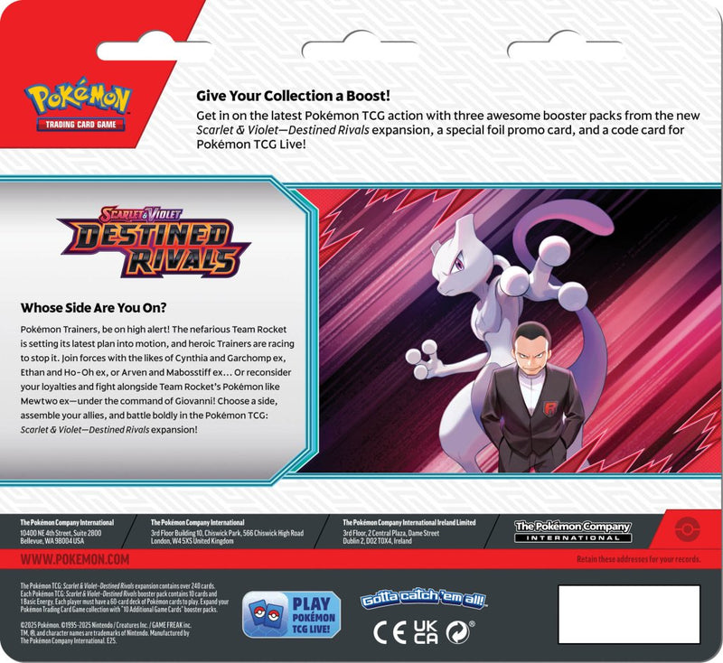 Pokemon TCG: Scarlet & Violet Destined Rivals Three booster blister (Pre-Order)